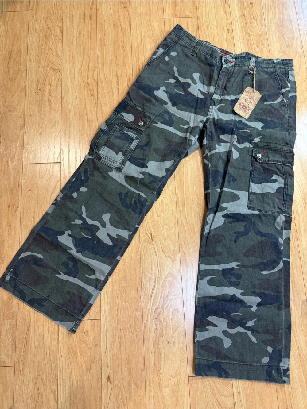 American Exchange Men’s 36x32 Camo Cargo Pants Military Camouflage 100% Cotton